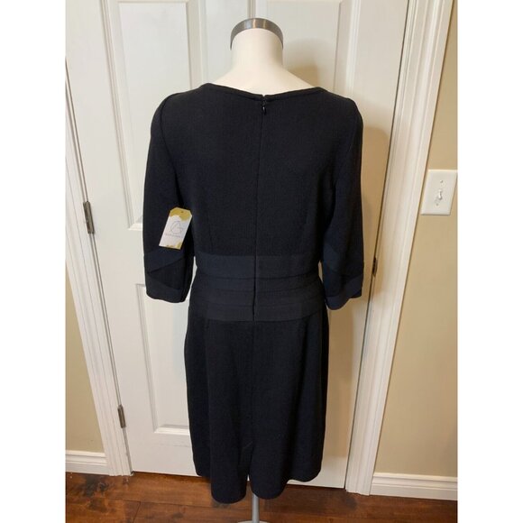 St. John Collection Black Layered Panel 3/4 Sleeve Knit Dress, Size 10 - Picture 4 of 5